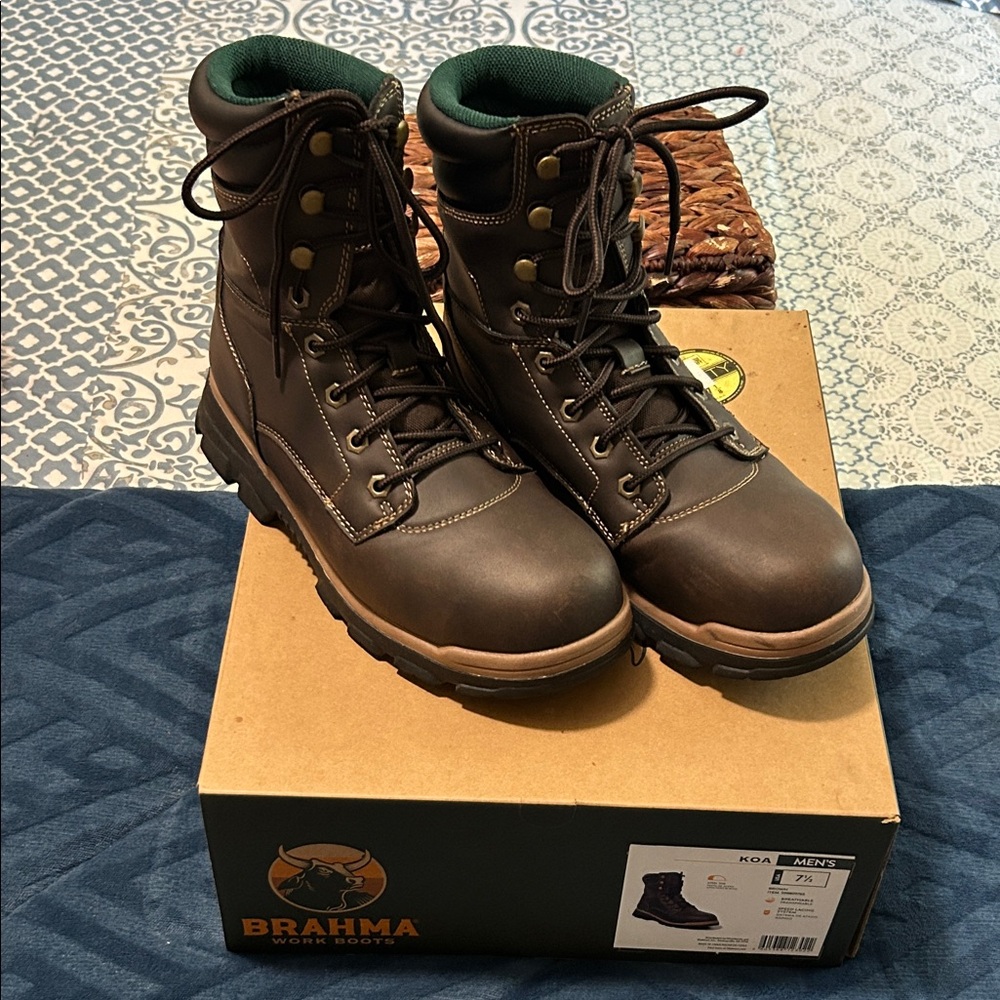 Brahma Men's Dark Brown Lace-Up Boots Men Size 7 1/2